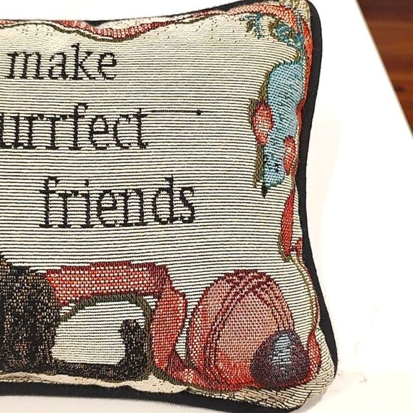 Cats Make Purrfect Friends Feline Follies Tapestry Pillow Vintage - Picture 6 of 11